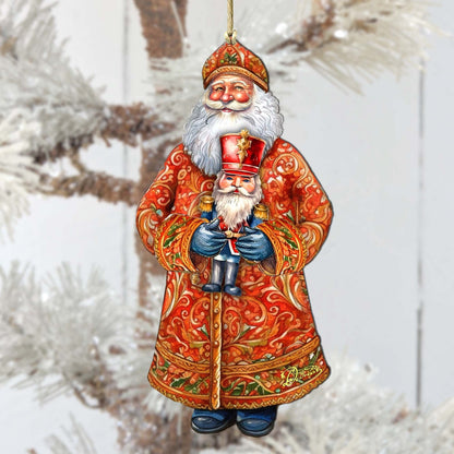 Santa's Holiday Nutcracker Wooden Ornaments by G. Debrekht - Christmas Santa Snowman Decor - 8691401