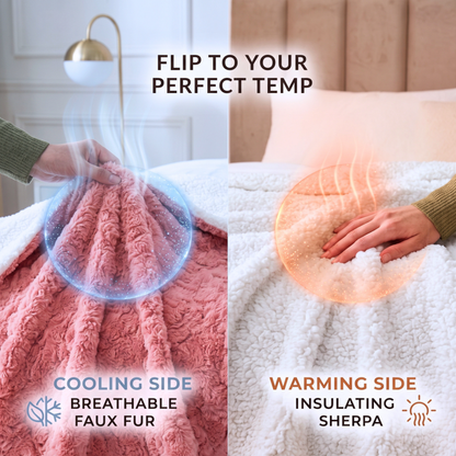 DaDa Bedding Luxury Blossom Pink Rose Buds Pink Sherpa Backside Faux Fur Throw Blanket (BL-171752)