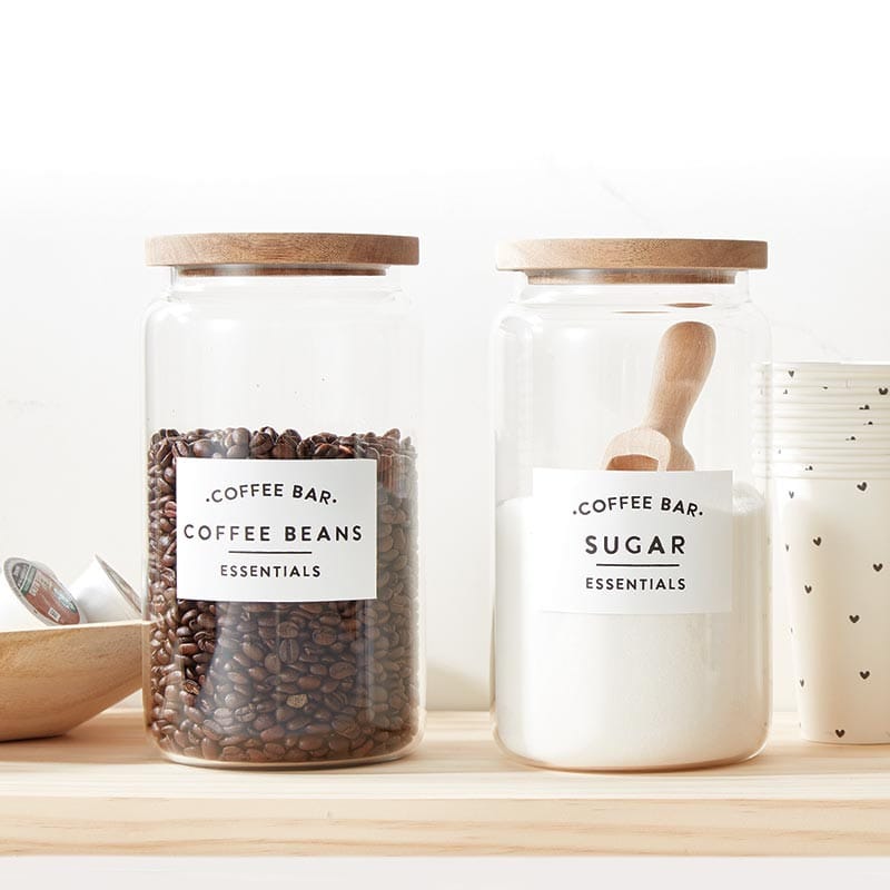 Glass Coffee Canisters with Wood Lids - 84oz