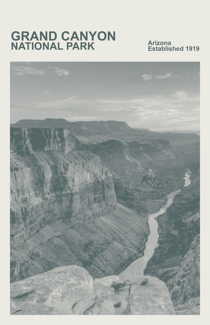 Grand Canyon National Park Print, Monochrome