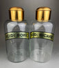 Vintage, Extra Large Apothecary Bottles. Italian, Boric Acid & Sodium Bicarbonate Jars with Brass Caps. Set of Two Apothecary Jars.