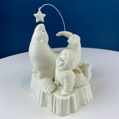 Snowbabies Playing with Snowman & Birds. "Jolly Friends Forevermore" by Dept. 56. White Porcelain Figurines Celebrating Friendship. Kids Rm.