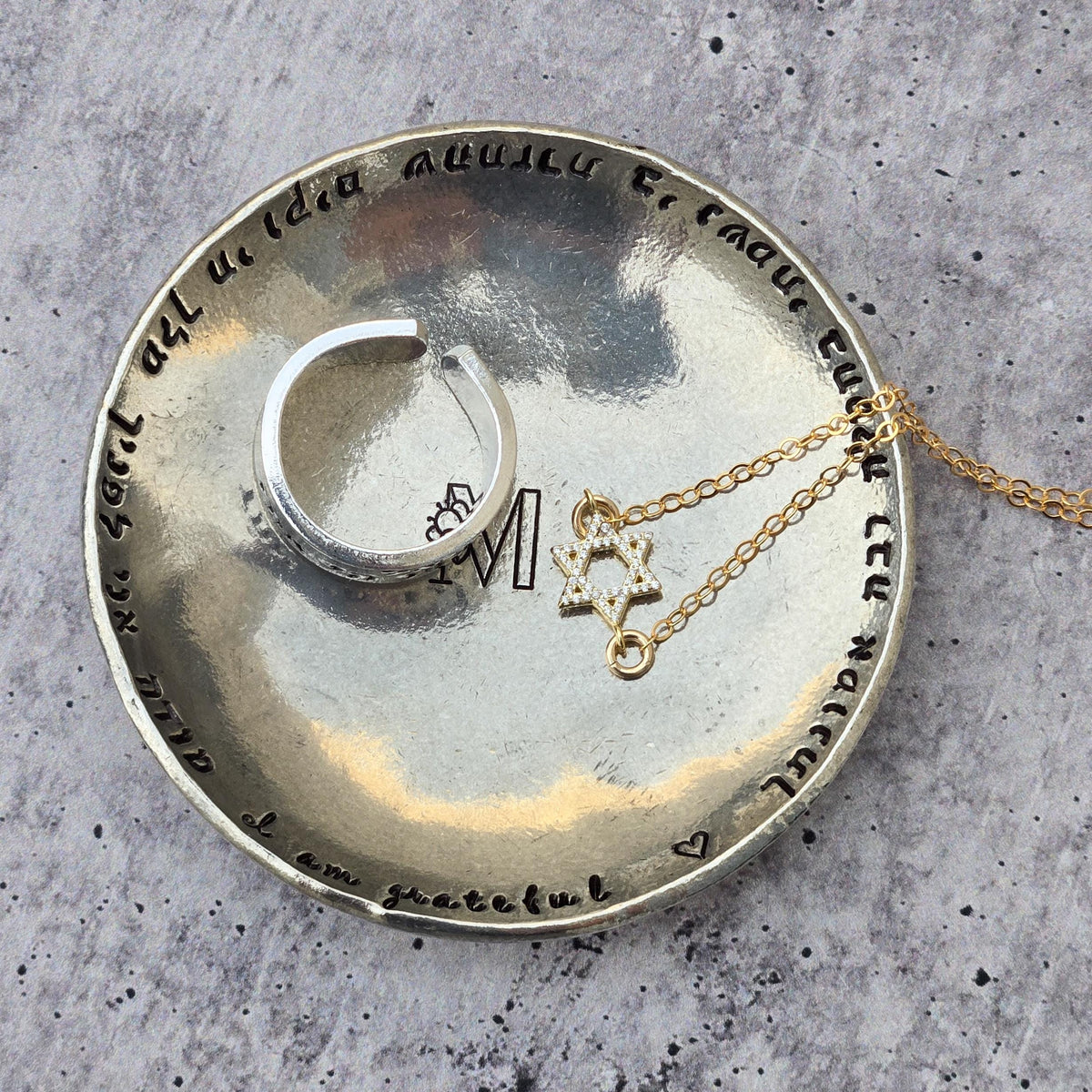 Modeh Ani Personalized Monogram Pewter Trinket Dish