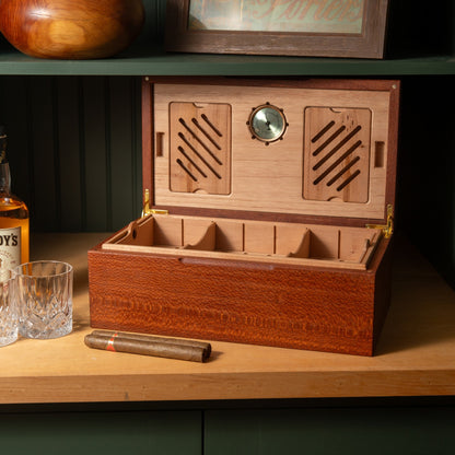 Lacewood Cigar Humidor - Spanish Cedar Lined - 80 Count - Personalized Brass Engraving