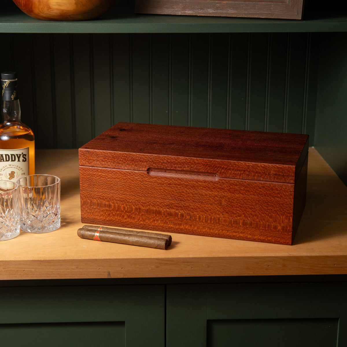 Lacewood Cigar Humidor - Spanish Cedar Lined - 80 Count - Personalized Brass Engraving