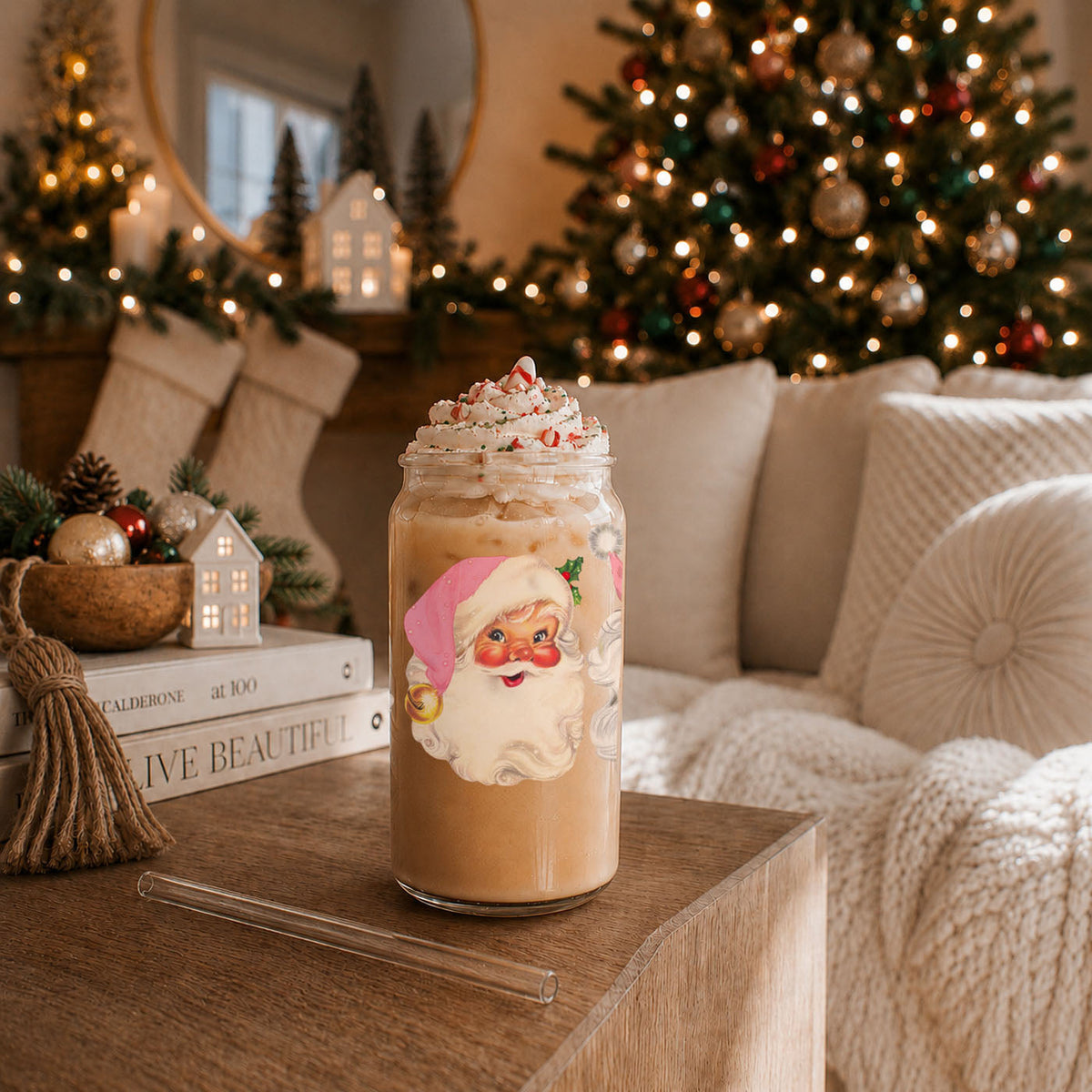 Vintage Pink Santa 17oz