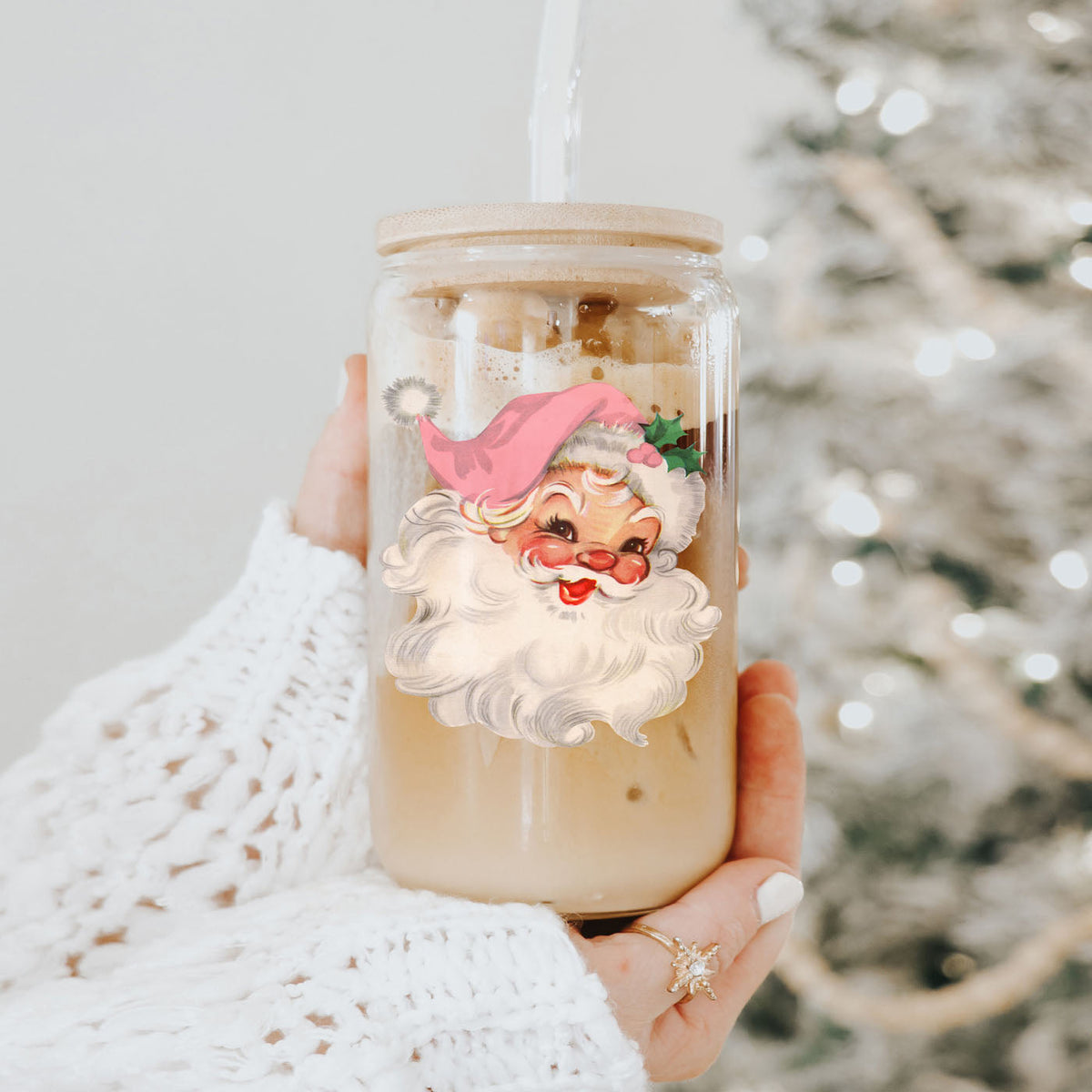Vintage Pink Santa 17oz
