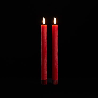 Red 3D Flameless Taper Candles (Set of 2)