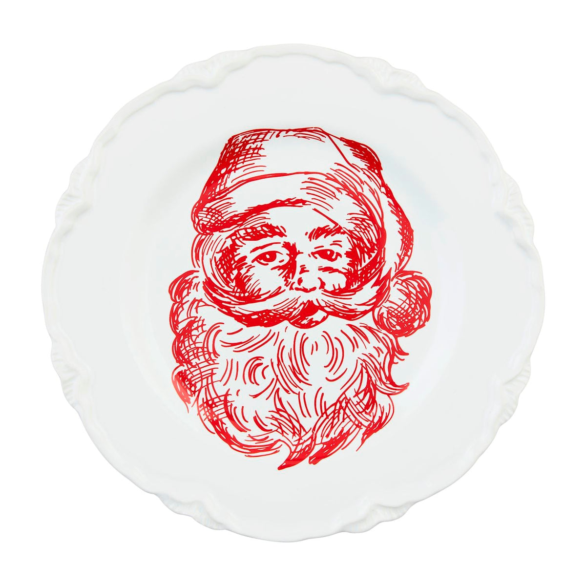 Red Santa Face Toile Dessert Plate