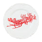 Red Santa's Sleigh Toile Dessert Plate