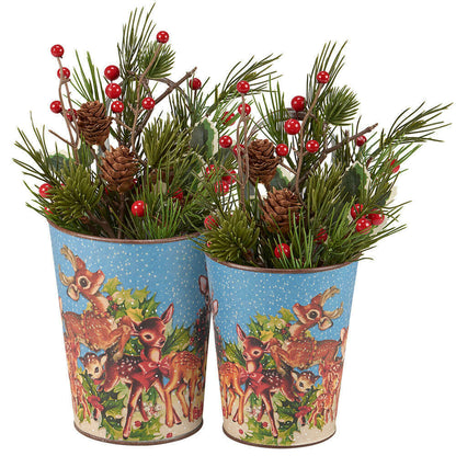 Retro Christmas Deer Wall Bucket Set