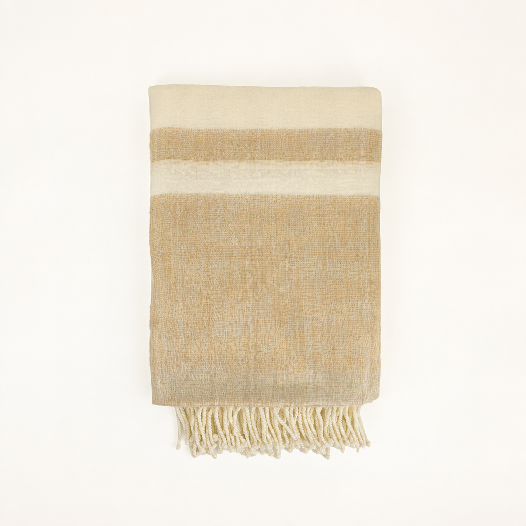 Handwoven Alpaca Throw Blanket | Tobacco & Wheat | Kallpa Collection