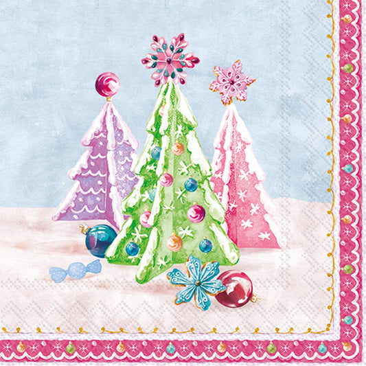 Sugar World Light Blue Christmas Paper Cocktail Napkins
