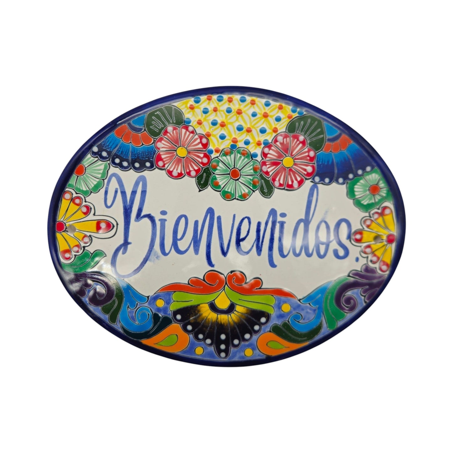 Talavera Bienvenidos Plaque | Hand-Painted Mexican Welcome Sign
