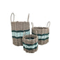 Lobster Rope Basket Tan and Seafoam, Hunter Green Accents