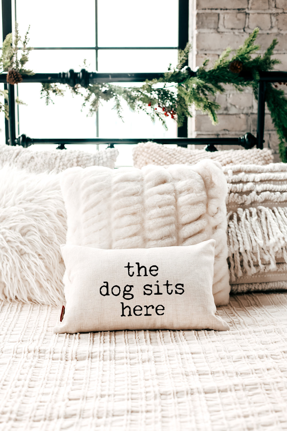 The Dog Sits Here Pillow