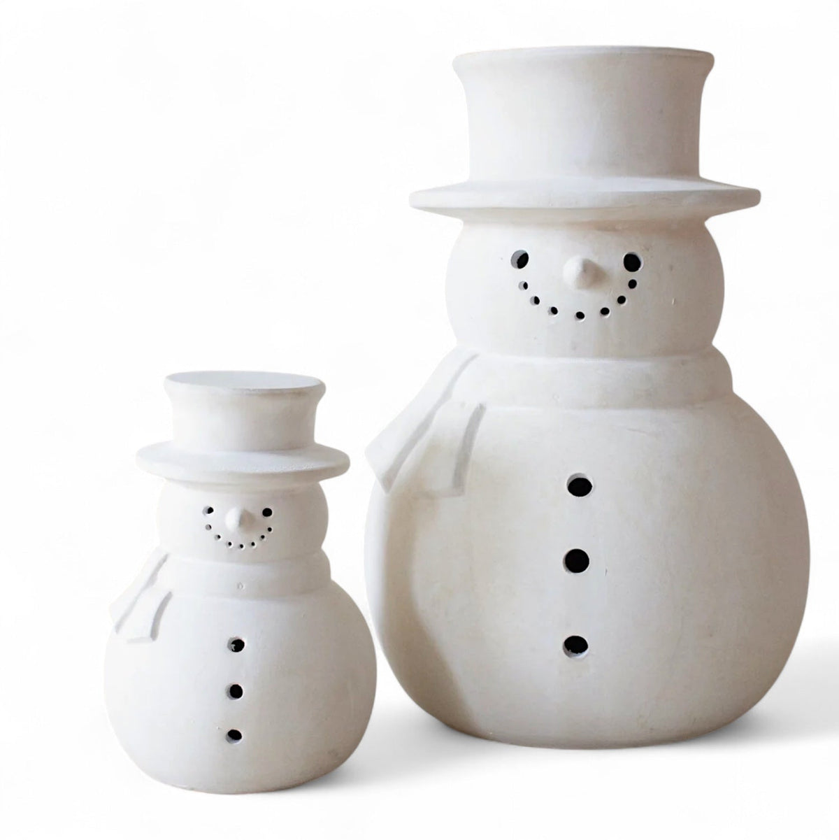 White Terracotta Snowman Figurine
