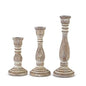 Set of 3 Wood Embossed Candlesticks